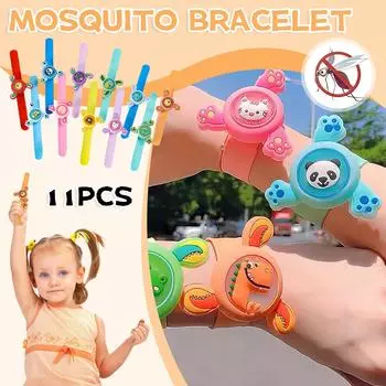 Блестящий мультяшный вращающийся браслет-игрушка в виде комара, детские часы, летний браслет, верхнее защелкивающееся кольцо, случайная отправка One Size