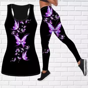 Блестящий наряд для йоги с принтом бабочки для женщин, модные леггинсы для тренировок, спортивные повседневные штаны для фитнеса и йоги XS золотой