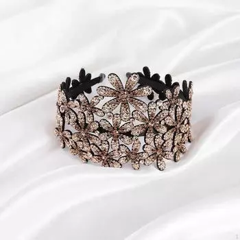Блестящий ободок для волос с цветком, блестящий ободок со стразами и зубом, аксессуары для волос для девочек