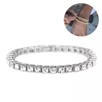 Блестящий однорядный браслет со стразами, унисекс, ювелирное изделие для банкета и вечеринки, подарок серебряный