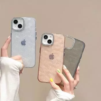 Блестящий однотонный чехол для телефона с волнистой текстурой для Apple iPhone 15 14 Pro Max 13 Pro 12 11, защита линз с бриллиантами, противоударный тонкий чехол iPhone 15 чёрный