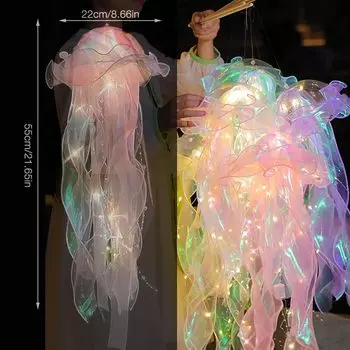 Блестящий переливающийся светильник в виде медузы, 1 шт., светящийся светильник в виде медузы, портативный подвесной декоративный фонарь в виде медузы синий