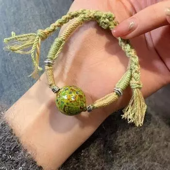 Блестящий плетеный браслет из веревки, регулируемый новый китайский браслет, лакированный браслет из бусин, подходящий к ханьфу Style D