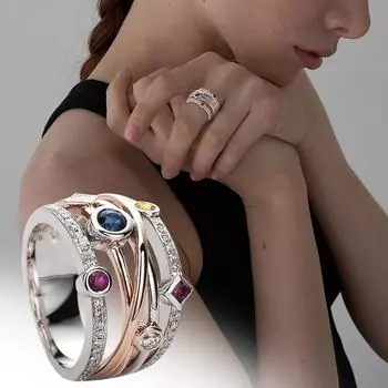 Блестящий полный бриллиантовый крестик, красочное геометрическое кольцо с драгоценным камнем, несколько колец с бриллиантом, обручальное кольцо для женщин L разноцветный