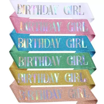 Блестящий пояс для именинницы с нетканым плечевым ремнем One Size