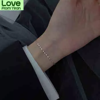 Блестящий простой тонкий изящный браслет из розового золота 925 пробы для женщин, регулируемый браслет из серебра класса люкс, корейские изыски 20cm