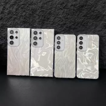 Блестящий прозрачный чехол с рисунком для Samsung S25 S24 FE S23 Ultra S22 S21 Plus A56 A16 A36 A55 A26 A54 A35 противоударный защитный мягкий чехол для телефона Samsung S24 серебряный