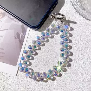 Блестящий ремешок для мобильного телефона, высококачественный роскошный телефон, короткая подвесная веревка, креативная изысканная ручная бисерная цепочка на запястье