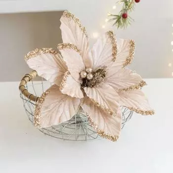 Блестящий Рождественский Цветок Реалистичная Моделирование Цветов Ручной Работы Событие Макет шампанского