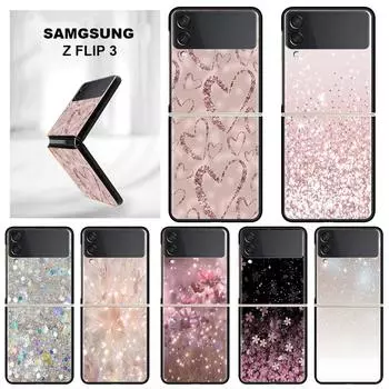 Блестящий розовый крутой чехол для Samsung Galaxy Z Flip 3 4 5G, черный жесткий корпус для телефона из ПК Z Flip4, роскошный сегментированный чехол Samsung Z Flip 3 5G