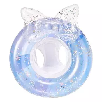 Блестящий розовый золотой поплавок для бассейна, надувной плавучий круг для бассейна с бантом, плавучая игрушка для бассейна, игрушка для украшения отпуска, плавучий круг для бассейна One Size синий
