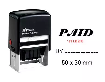Блестящий штамп с датой, наносимый на чернила с оплаченным текстом, канцелярские принадлежности, резиновый штамп Impression Area : 50 mm x 30 mm чёрный