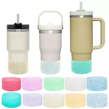 Блестящий силиконовый чехол для бутылки с водой. Нескользящая изоляция. Защитная чашка для нижней части. Противоожоговая чашка для колбы. Нижний бампер. Защитная чашка для воды. оранжевый