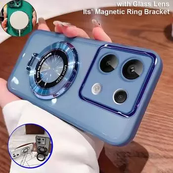 Блестящий силиконовый магнитный держатель чехол для Redmi Note 13 12 11 10 Pro 9s Redmi 13C 12C 12 10 10C 10A 9C 9A Xiaomi 11 12 13 Pro POCO X3 X6 Pro M4 Pro Redmi 10 4G/10 2022 темно-зеленого