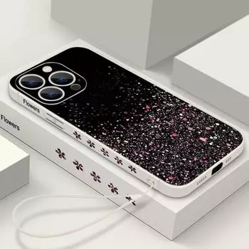 Блестящий тонкий чехол для телефона iPhone 16 Pro 15 14 13 12 Pro 11 8 7 Xr X Xs Max противоударный защитный чехол для линз из ТПУ с чехлом на шнурок iPhone 15 бежевый