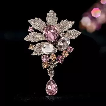 Блестящий винтажный значок-цветок со стразами, брошь-булавка в виде листа липы для женщин flower