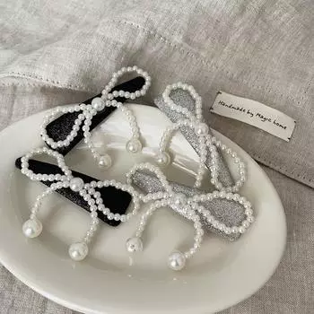 Блестящий жемчужный бант-шпилька для волос Niche Personality Universal Bangs Clip Аксессуары для волос Головной убор Край клипса