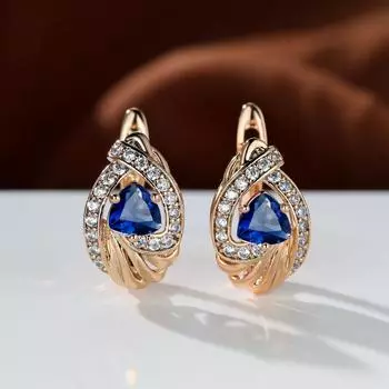 Блестящий золотой цвет CZ Claw Ювелирные изделия треугольной огранки Белый Синий Фиолетовый Многоцветный камень Серьги-капли Висячие серьги Свадебная невеста Изысканные ювелирные изделия белый