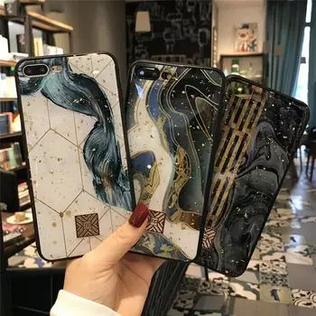 Блестящий золотой мраморный чехол для Iphone 14 13 12 11 Pro Xs Max Xr, мягкий чехол из ТПУ с гранитной геометрией для Iphone 14plus, чехол для телефона For iPhone X or XS