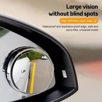 Blind Looking-Glass For Car 2Pcs Suction Cup Small Round Looking-Glass 360 Wide Angle Looking-Glass Reversing Auxiliary Blind чёрный
