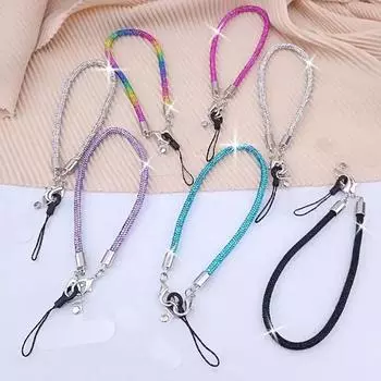 Bling Bling Diamond Crystal Анти-потерянная веревка Яркий подвесной шнур Аксессуары для телефонов синий