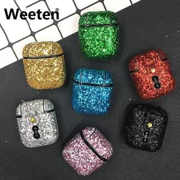 Bling Bling Гарнитура ПК Защитный чехол для Airpods 1 2 Bluetooth Наушники Защитный чехол для ПК Airpods For Airpods 1/2 Case красный