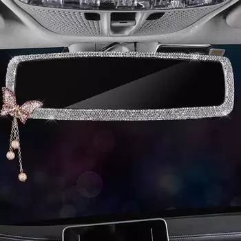 Bling Bling Rhinestone Автомобильное Зеркало Заднего Вида Декор Бабочка Интерьер Очарование Кристалл Алмаз Зеркало Заднего Вида Крышка Автомобиля коричневый
