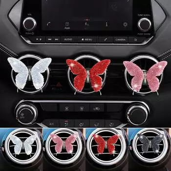 Bling Butterfly Автомобильный зажим для воздуховода Декор Интерьер Милый Вентиляционный приборная панель Автомобильный воздух Ароматерапия Освежитель воздуха Зажимы Автомобильные аксессуары чёрный