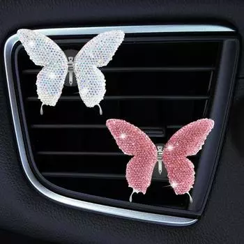 Bling Butterfly Автомобильный зажим для воздуховода Декор Интерьер Милый Вентиляционный приборная панель Автомобильный воздух Ароматерапия Освежитель воздуха Зажимы Автомобильные аксессуары чёрный