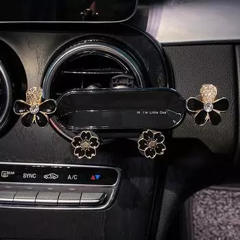Bling Crystal Alloy Flowers Gravity Phone Bracket for Car Phone Mount Air Vent Navigation Holder Universal for iPhone Samsung