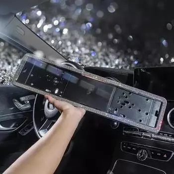 Bling Diamond Car Russian Auto Номерной знак Рамка Держатель Нержавеющая сталь Авто Стайлинг Внешние аксессуары Для Женщин 53,5*12,5 см