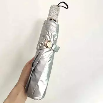 Bling Diamond Портативный Зонт Солнцезащитный Зонт 3-складной Защита от УФ-излучения Складной Зонт Солнцезащитный Зонт для путешествий на открытом воздухе Солнцезащитный Инструмент Aluminum&8K