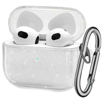 Bling Glitter Soft TPU Earphone Case with Keychain for Airpods Pro 2 4 2024 Generation Air Pods 3 1 3rd Gen Cover Accessories For Airpods 1 or 2 мерцание