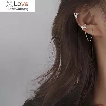 Bling S925 Silver Letter V Zircon Длинные серьги-кисточки для женщин Изящные ювелирные изделия Длинные серьги-подвески Подарок на день рождения девушки