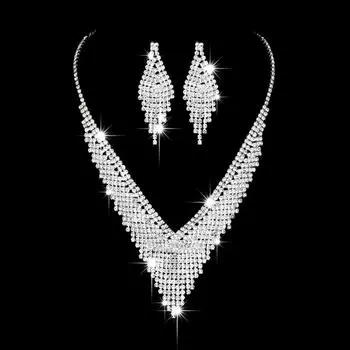 BLINGBAY комплект женских украшений, милые свадебные аксессуары, медные стразы, великолепный элегантный комплект ожерелья и серег, женский современный подарок на день рождения