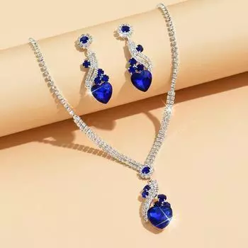 BLINGBAY комплект женских украшений милый романтический свадебный аксессуар для невесты повседневный комплект из страз элегантное ожерелье серьги женский современный подарок