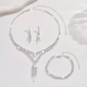 BLINGBAY комплект женских украшений милый романтический свадебный аксессуар для невесты Стразы элегантный браслет ожерелье серьги комплект женские современные ювелирные изделия подарок