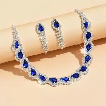 BLINGBAY комплект женских украшений милый романтический свадебный аксессуар для невесты великолепные стразы элегантный комплект ожерелья и серег женский современный подарок