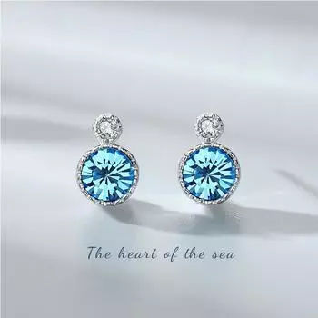 BLINGBAY новые женские серьги с синими кристаллами, модные, милые, темпераментные, с океанским сердечком для девочек, современные ювелирные изделия, подарки