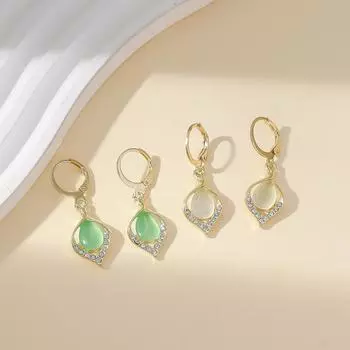 BlingBay Women s Pendant Earrings Light Luxury Water Drop Shape Elegant Lady Earrings Girls Party Birthday Jewelry Gift зелёный