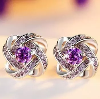 BlingBay женские серьги легкие нежные роскошные повседневные сверкающие серьги для девочек на вечеринку день рождения ювелирные изделия подарок фиолетовый