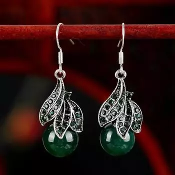 BLINGBAY женские серьги в стиле ретро, серьги с агатом в этническом стиле, женские длинные кисточки, темпераментные серьги «кошачий глаз», простые серьги в старинном стиле