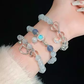 BLINGBAY женский браслет кошачий глаз браслет с цветком простой браслет модные универсальные аксессуары для рук для девочек вечерние рождественские украшения подарки