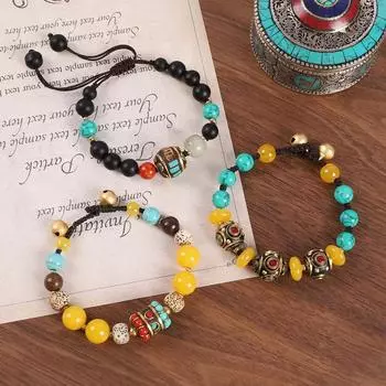 BLINGBAY женский браслет непальский плетеный браслет бирюзовый пчелиный воск ретро браслет в этническом стиле тибетские аксессуары подарок