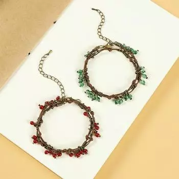 BLINGBAY женский браслет плетеный веревочный браслет в стиле ретро с вишней женский литературный этнический стиль двухслойный простой браслет аксессуары подарок