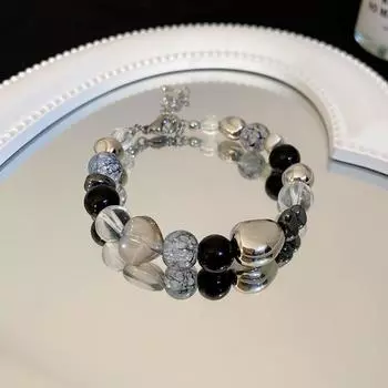 BLINGBAY женский браслет с круглыми бусинами и кристаллами, прозрачный браслет «Любовь», модный простой персонализированный браслет для вечеринки, рождественские украшения, подарок