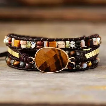 BLINGBAY женский браслет в форме яйца, тигровый глаз, браслет с камнем, ручной работы, многослойный браслет, ювелирные изделия для девочек, вечерние украшения на день рождения, подарок