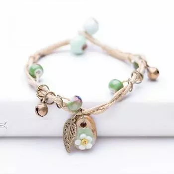 BLINGBAY женский браслет в стиле ретро, браслет с цветком, женские ювелирные изделия ручной работы в этническом стиле, плетеный керамический браслет, ювелирное изделие, подарок