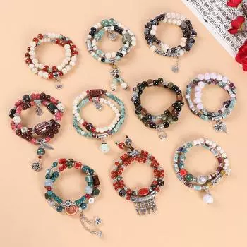 BLINGBAY женский керамический браслет, двухслойный керамический браслет из бисера, ретро литературный нишевый браслет, аксессуары в этническом стиле, подарок