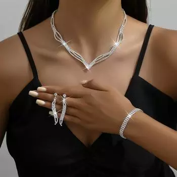 BLINGBAY Женский комплект украшений Милая Романтическая Мода Свадебные Элегантные Аксессуары Серьги Ожерелье Браслет Комплект Девочек Современные Украшения Подарок